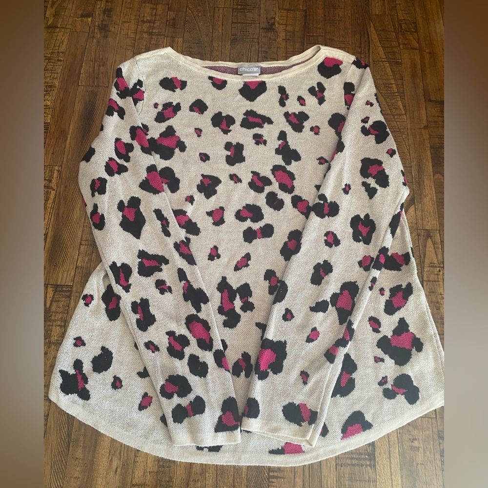 Chico’s pink leopard print sweater